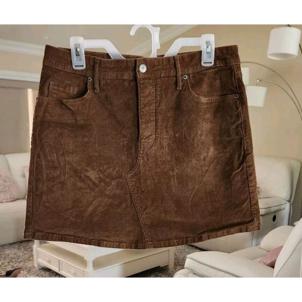 Old Navy Women's Corduroy High Rise Stretch 5 Pockets Mini Skirt Brown Size 8